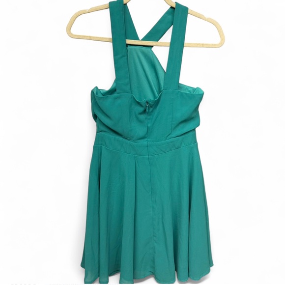 Charlotte Russe Teal Halter Fit & Flare Mini Dress - Size Medium - Picture 3 of 8